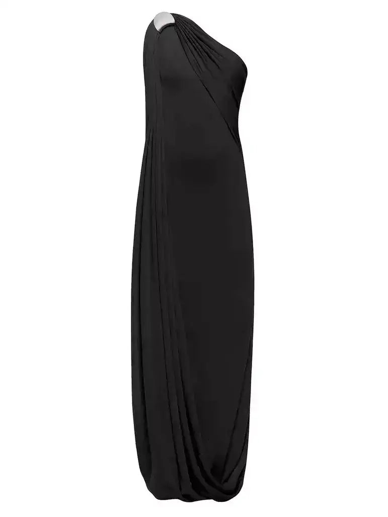 Asymmetrical Draped Interlock Sculptured Gown - Dresses