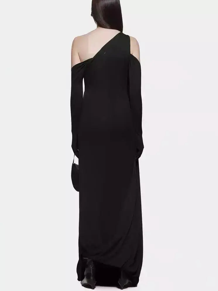 Asymmetrical Draped Interlock Sculptured Gown - Dresses