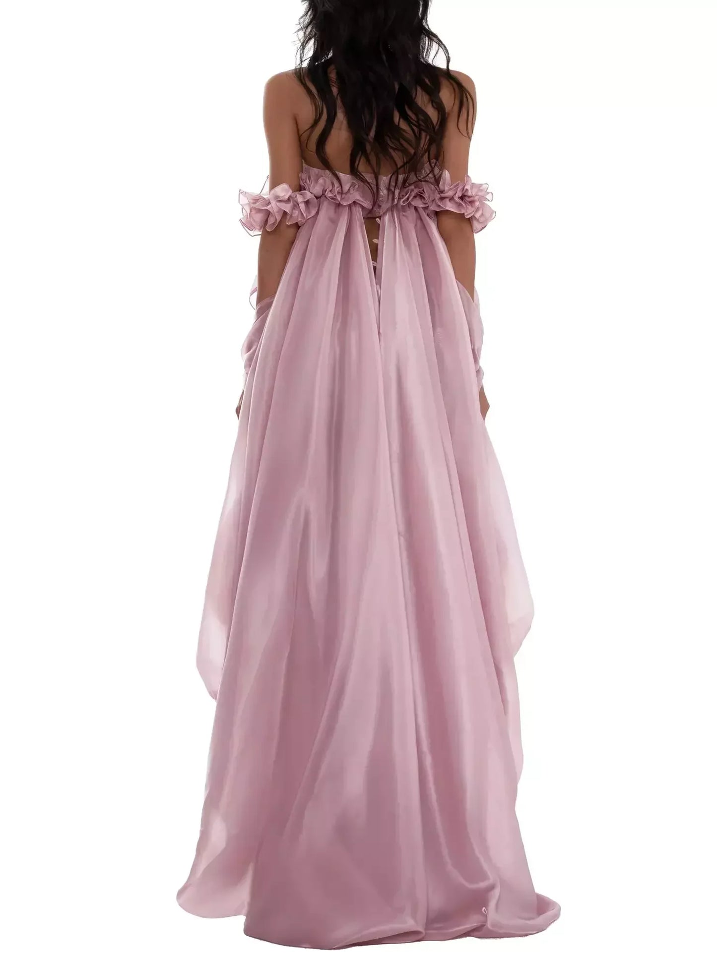 Asymmetrical High-Low Bubble Chiffon Dress - Dresses