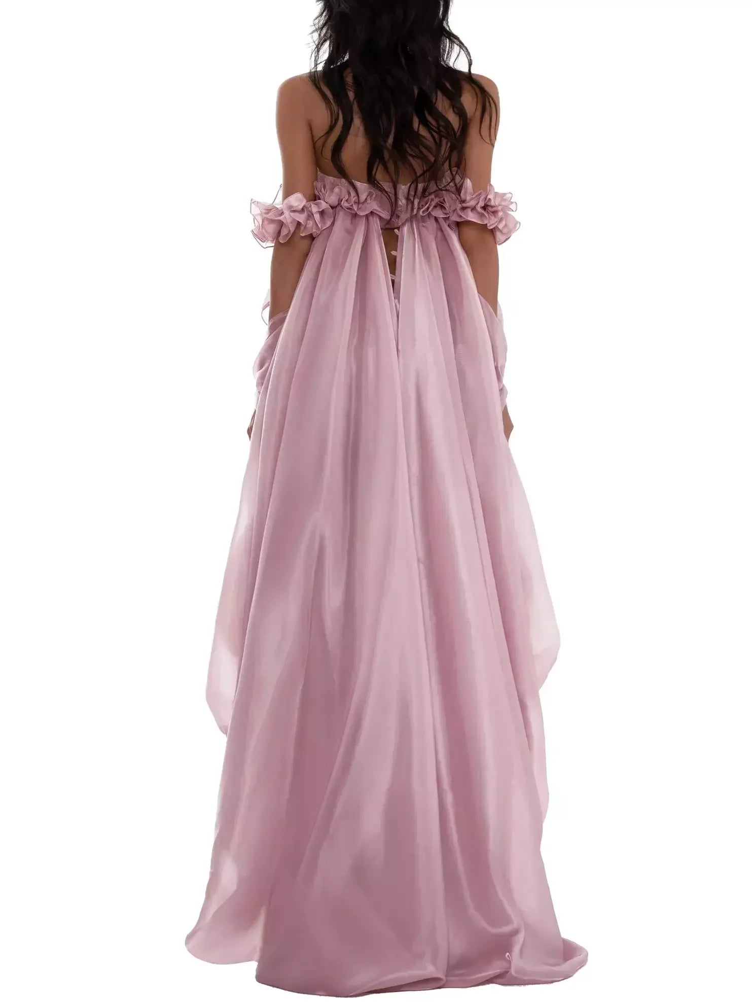 Asymmetrical High-Low Bubble Chiffon Dress - Dresses