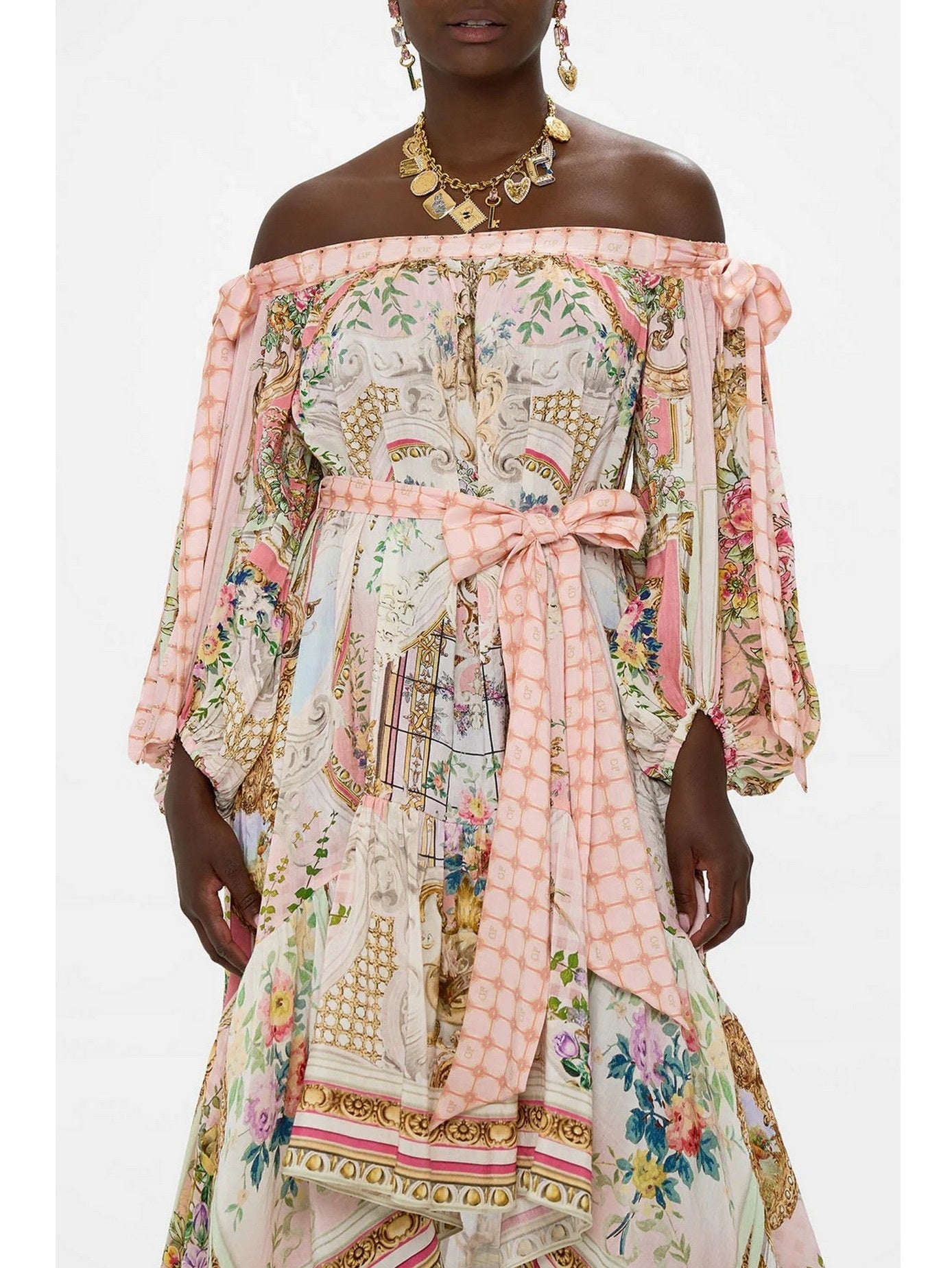Asymmetrical Off-Shoulder Bow-Sleeve Dress