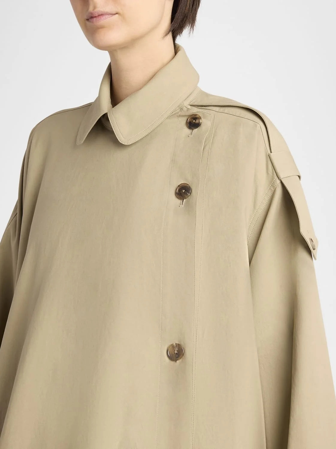 Asymmetrical Oversize Twill Trench Coat - Coats