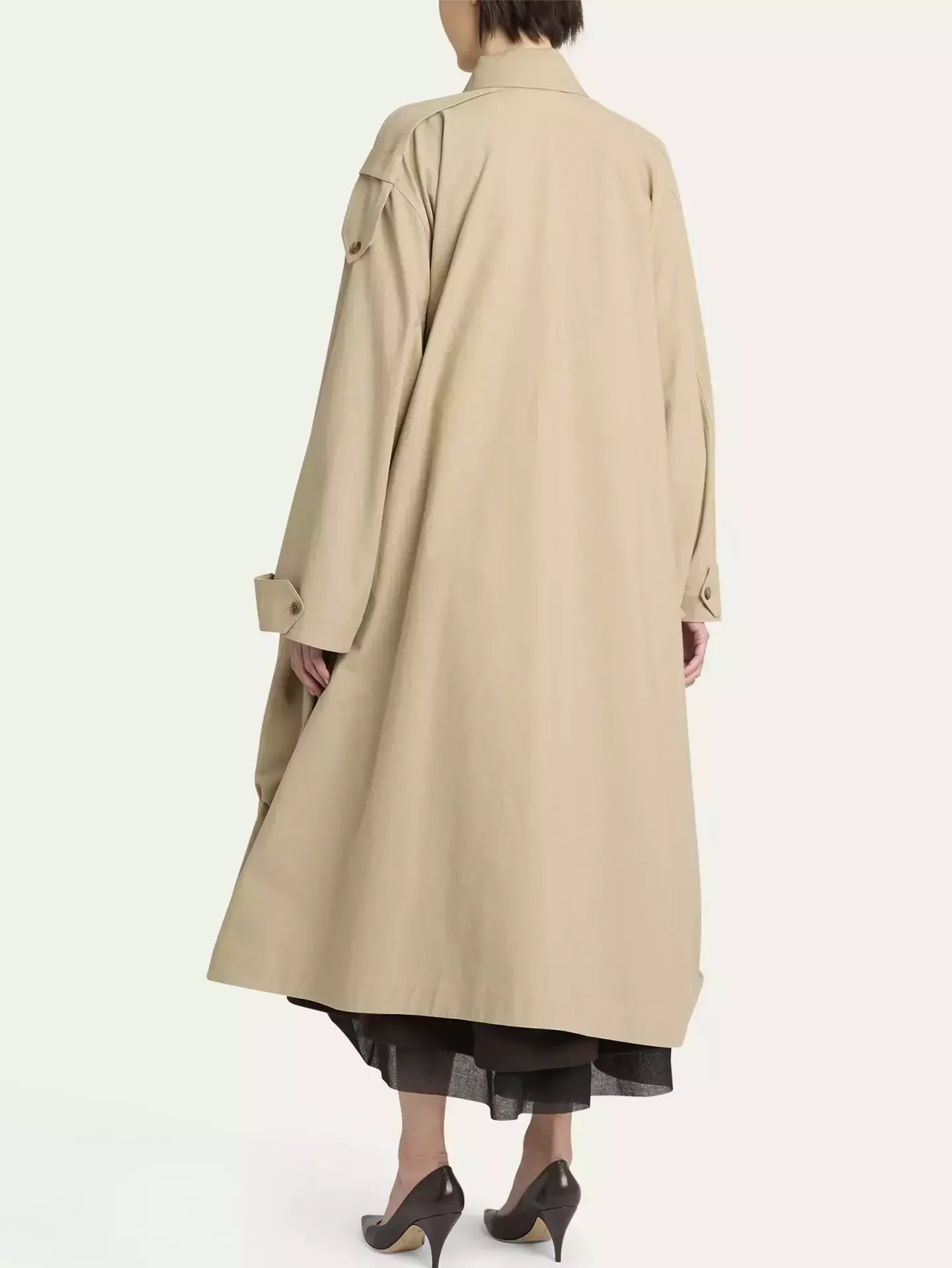 Asymmetrical Oversize Twill Trench Coat - Coats