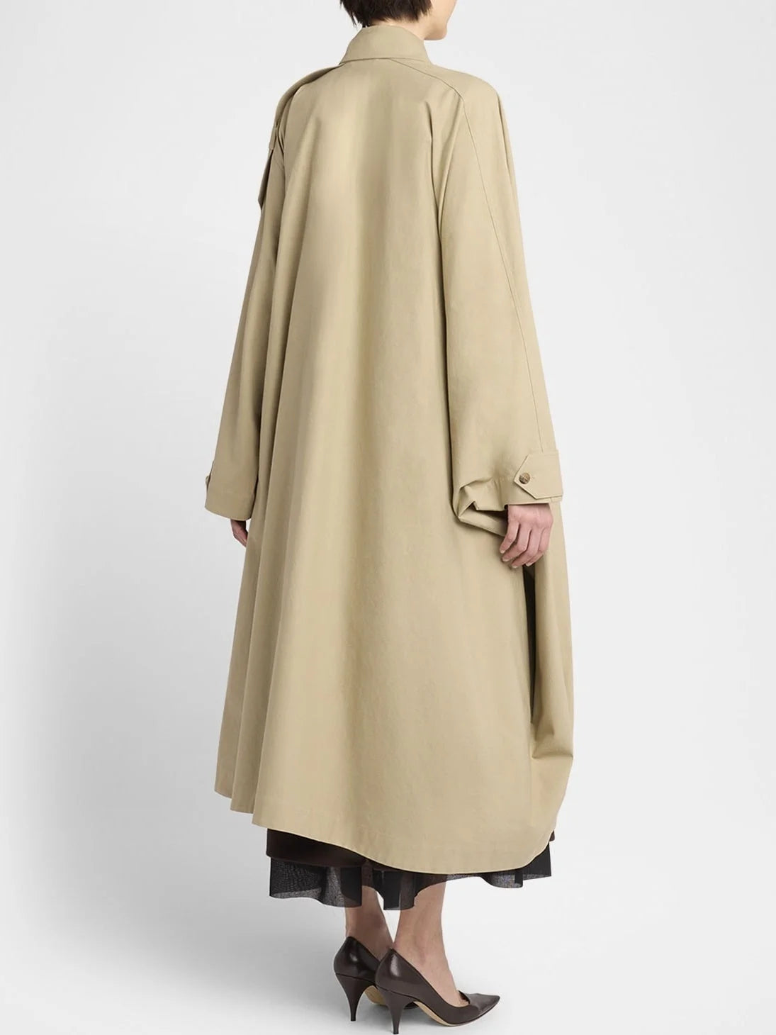Asymmetrical Oversize Twill Trench Coat - Coats
