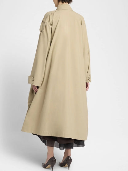 Asymmetrical Oversize Twill Trench Coat - Coats