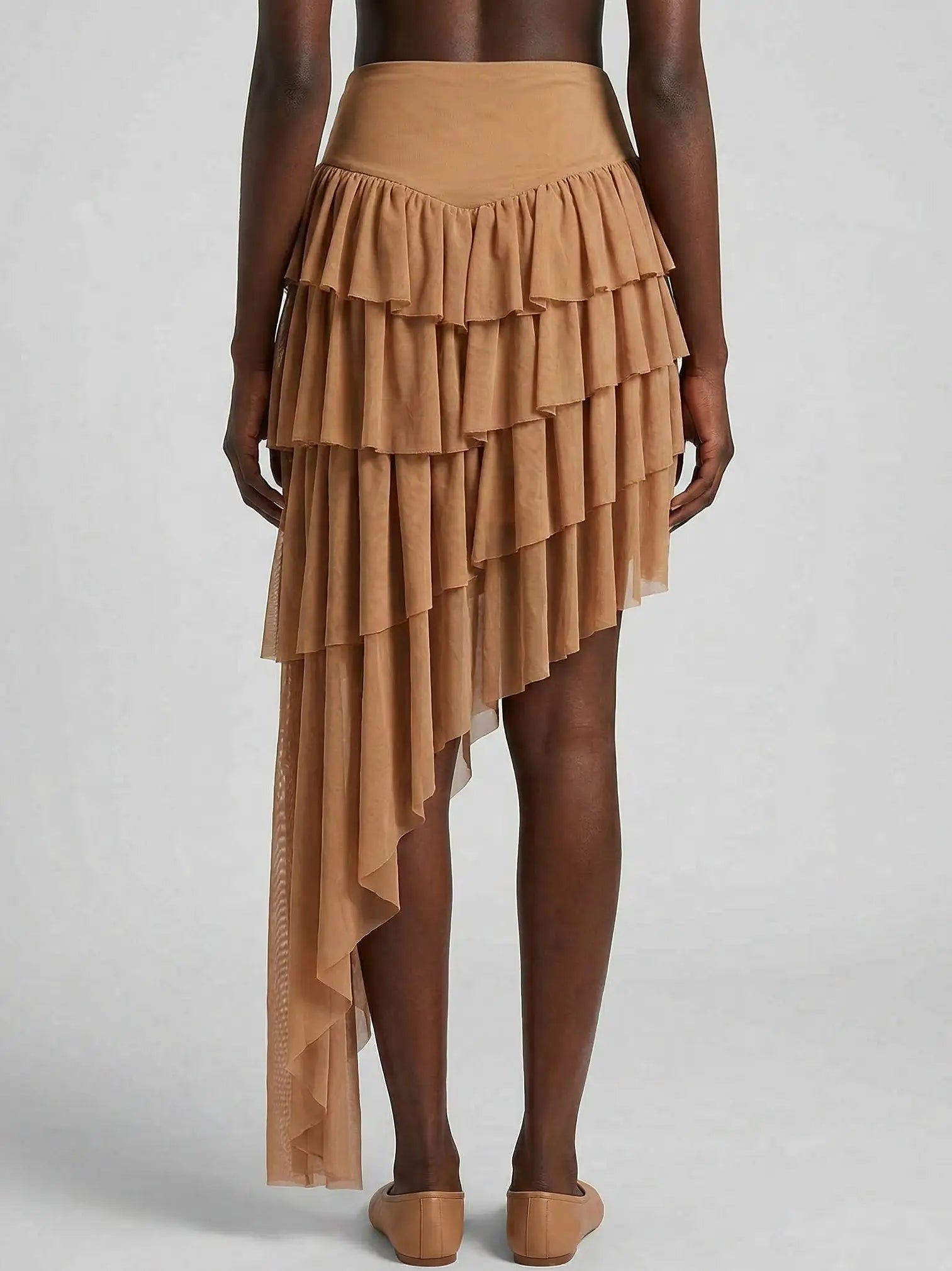 Asymmetrical Ruffle Tulle Skirt - Skirts