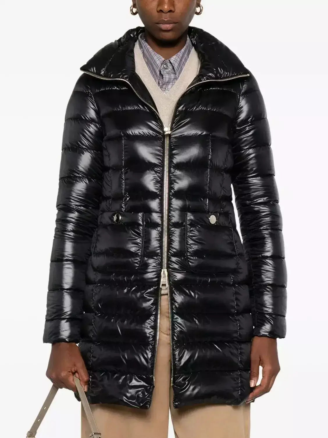 Long Paneled Quilted Down Jacket - Jackets