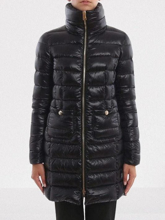Long Paneled Quilted Down Jacket - S / Black - Jackets