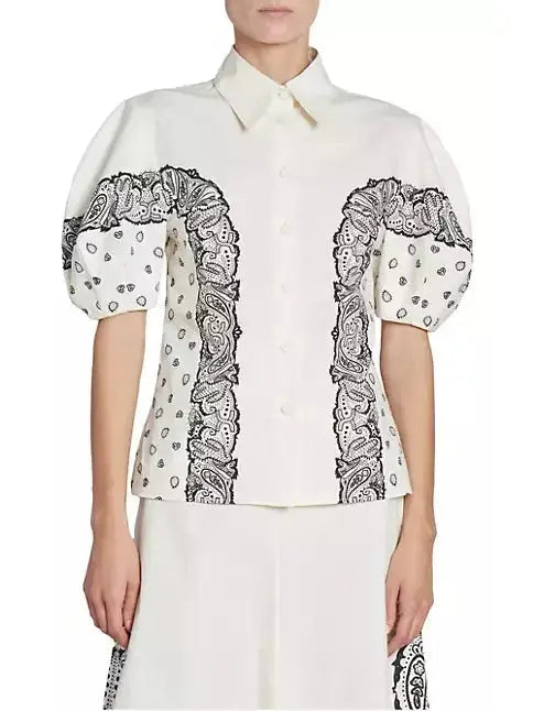 Bandana Paisley Puff-Sleeve Blouse - Branna Couture