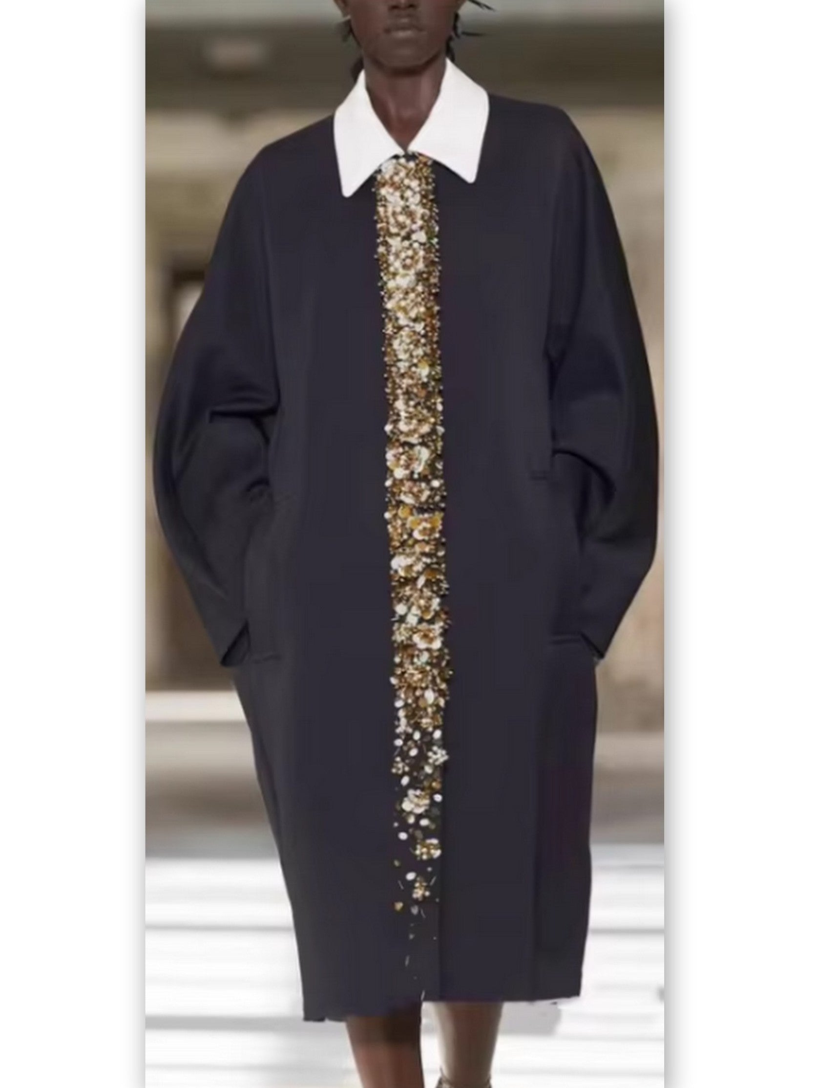 Bead and Sequin-Embellished Oversize Coat Branna Couture