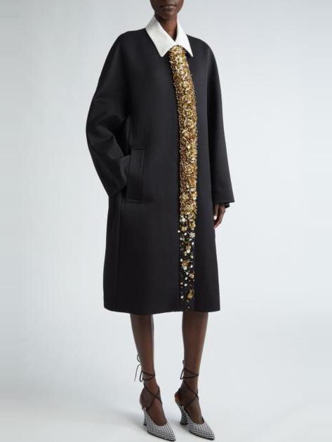 Bead and Sequin-Embellished Oversize Coat Branna Couture