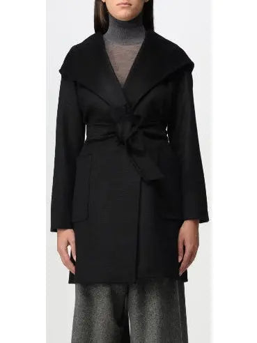 Belted Hooded Midi Coat in Black - Branna Couture