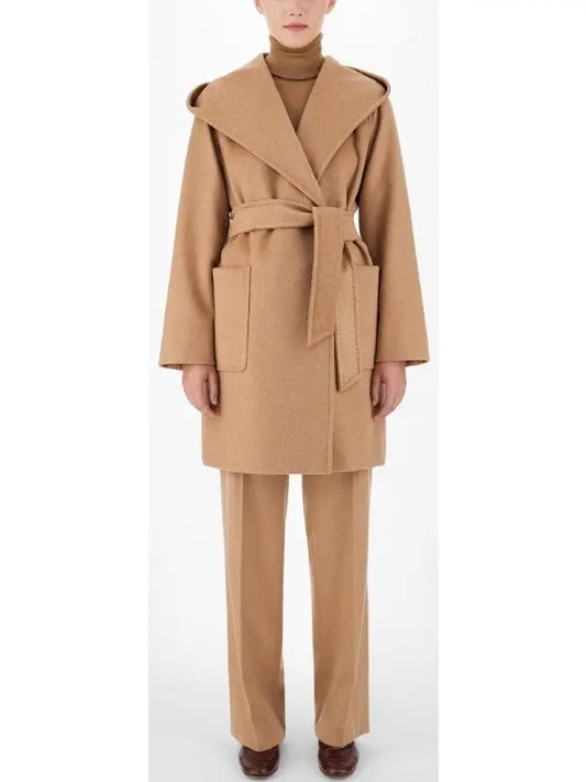 Belted Hooded Midi Coat in Camel - Branna Couture