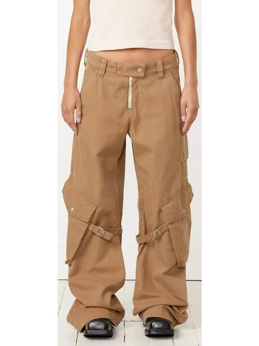 Belted Natural Cotton Cargo Pants - Branna Couture