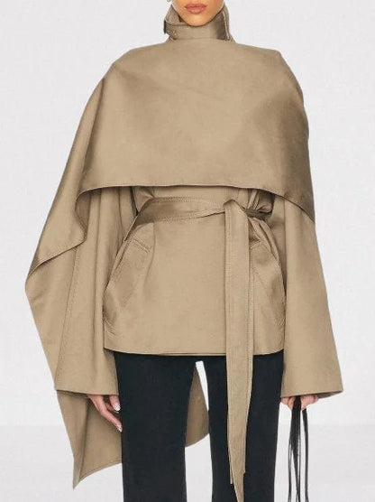 Belted Cape-Style Trench Jacket - Small - Jackets