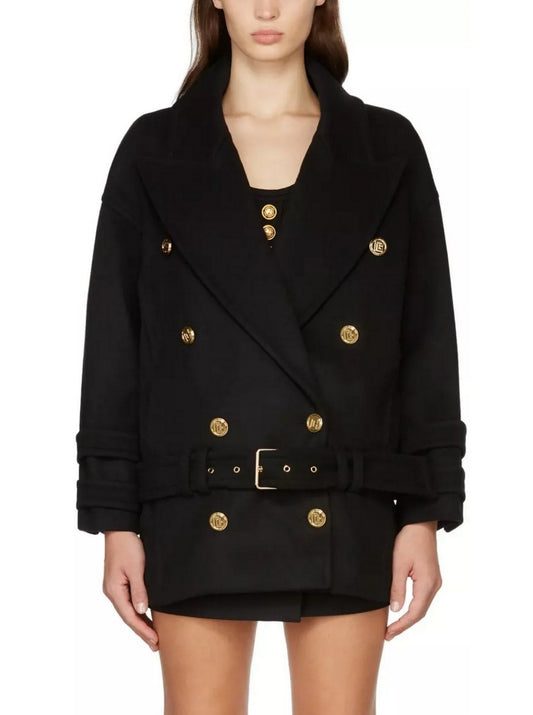 Belted Double-Breasted Cashmere Short Coat - Branna Couture