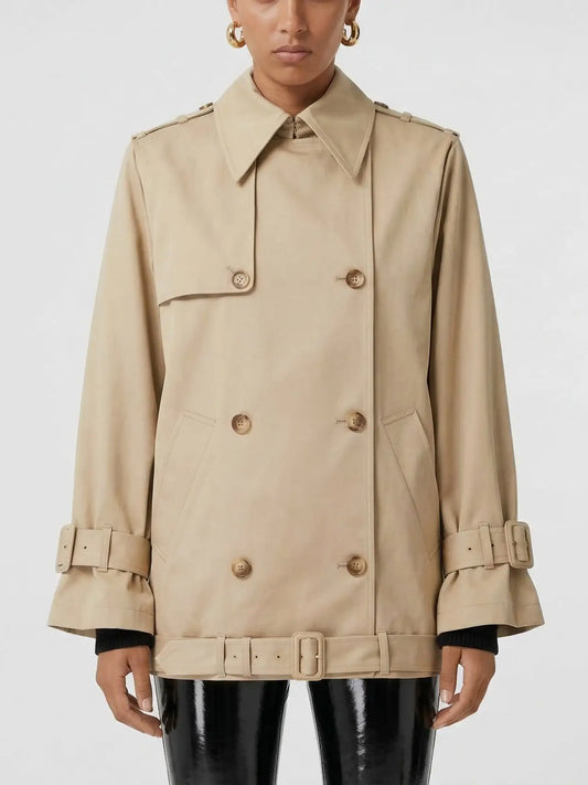 Belted Short Trench Coat in Classic Beige - Small - Coats