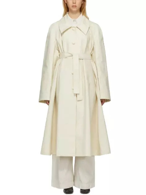 Belted Single-Breasted Linen-Blend Trench Coat - Branna Couture