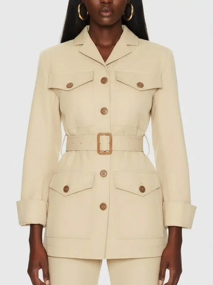 Belted Tailored Utility Safari Jacket - Small - Jackets