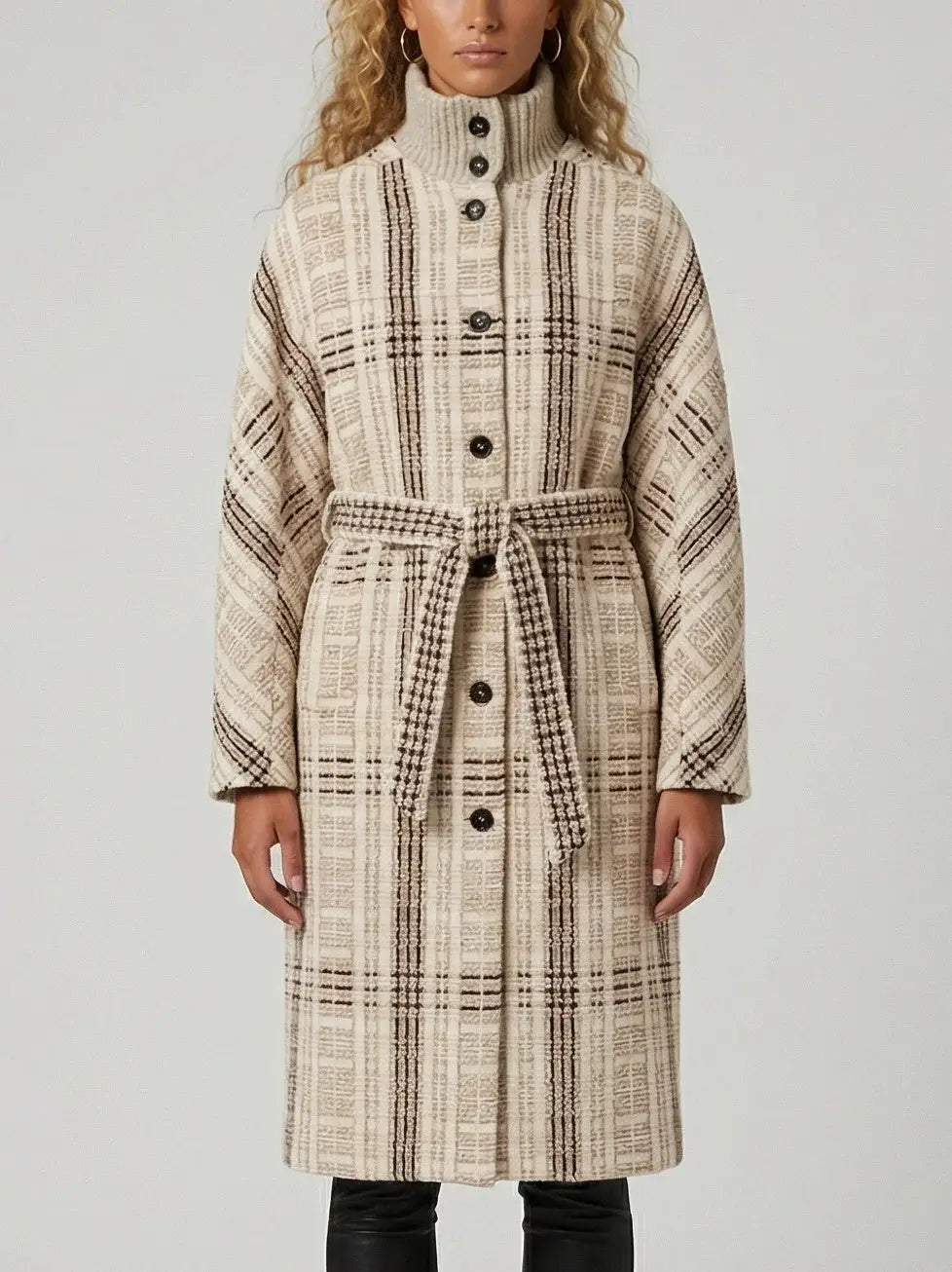 Belted Textured Wool-Cashmere Coat - Small - Coats