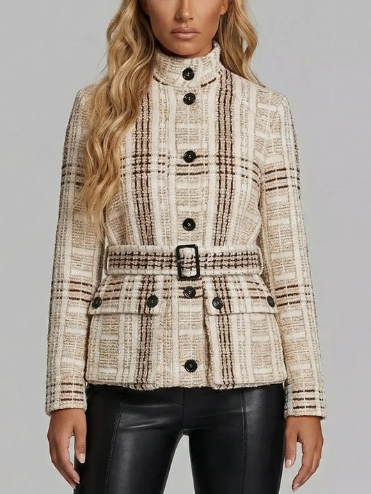 Belted Textured Wool-Cashmere Jacket - Small - Jackets