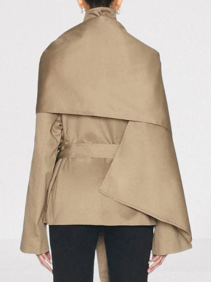 Belted Cape-Style Trench Jacket - Jackets