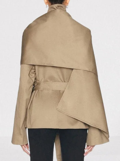 Belted Cape-Style Trench Jacket - Jackets