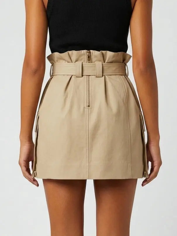 Belted Cargo Pocket Cotton Mini Skirt - Skirts