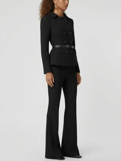 Belted Double-Breasted Jacket and Pant Set - Suits & Sets