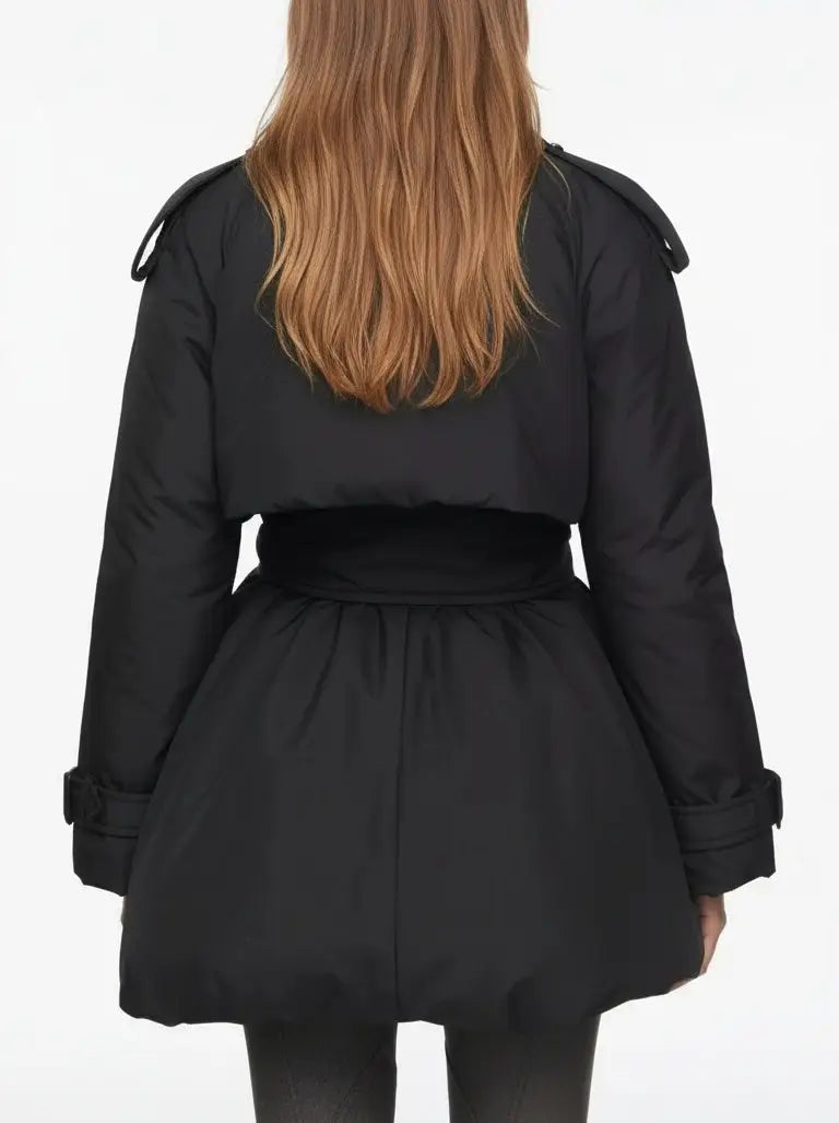 Belted Feather Down Puffer Jacket - Jackets