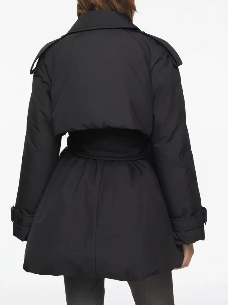 Belted Feather Down Puffer Jacket - Jackets