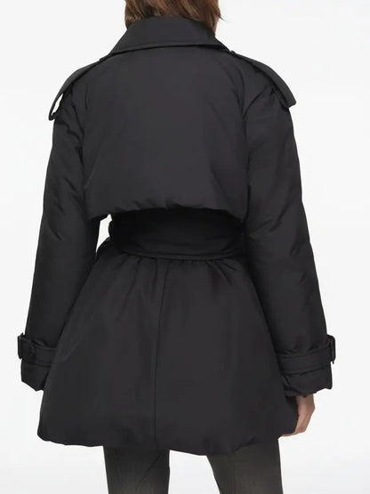 Belted Feather Down Puffer Jacket - Jackets