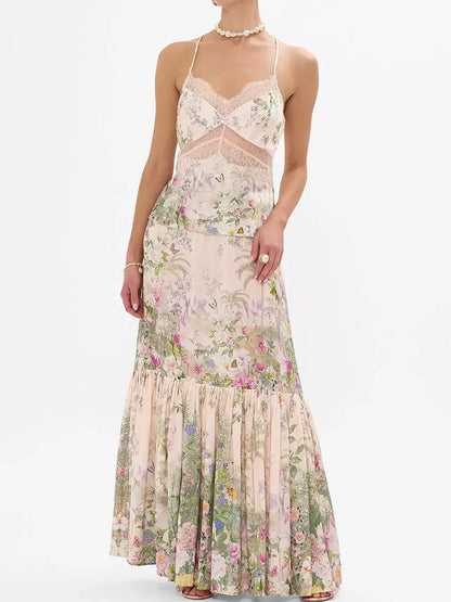 Belted Floral-Print Silk and Linen Maxi Skirt - Skirts
