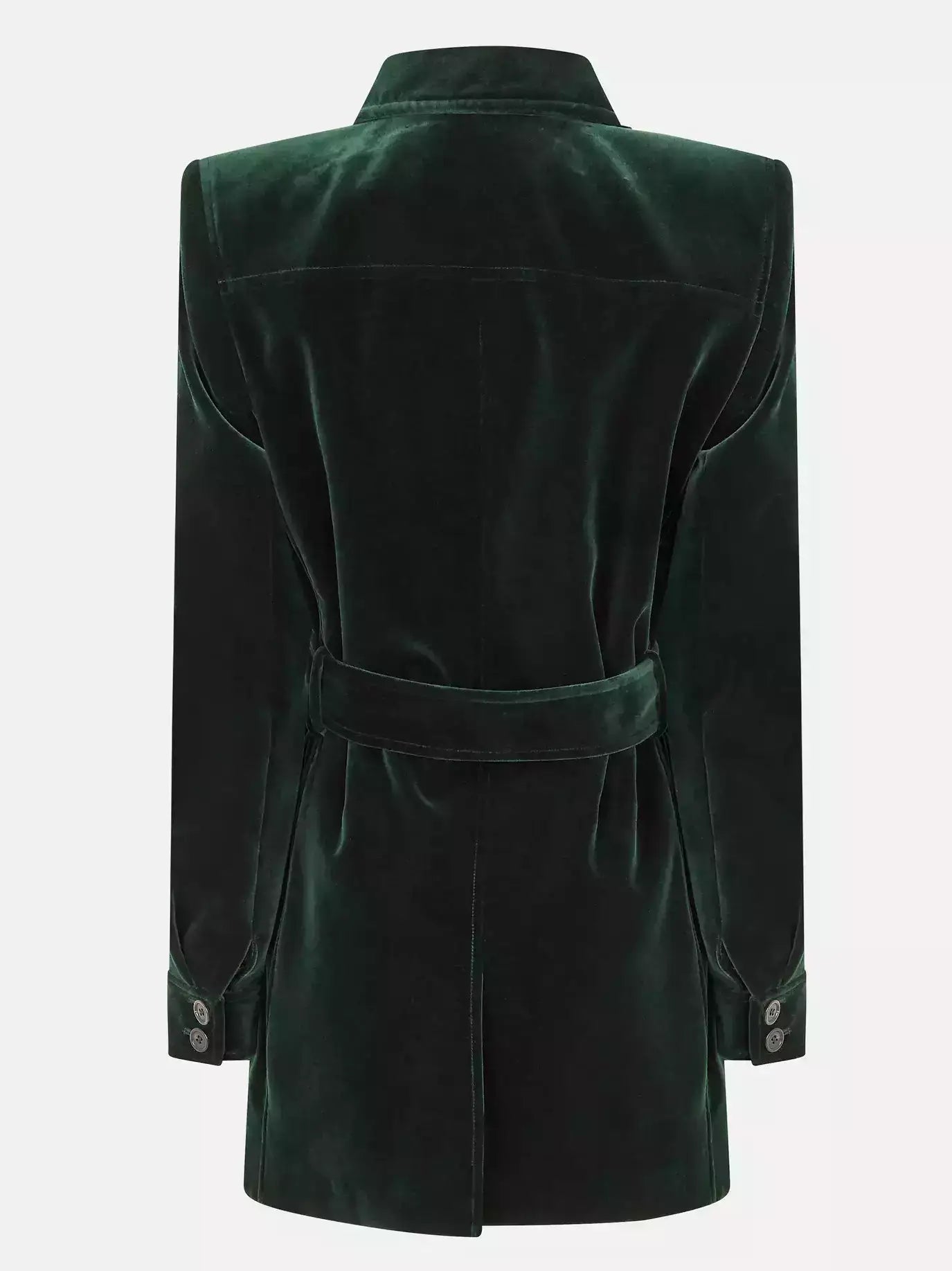 Belted Green Velvet Saharienne Jacket - Jackets