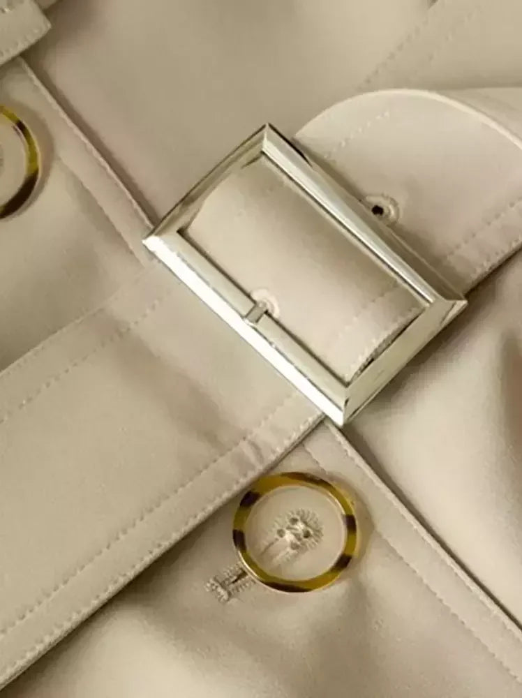 Belted Single-Breasted Capelet Trench Coat - Coats
