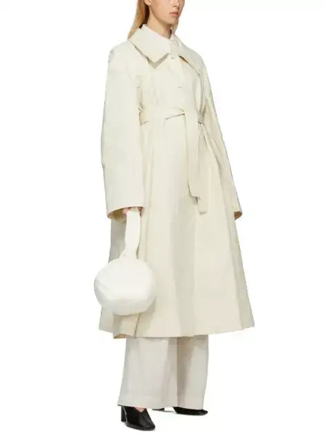 Belted Single-Breasted Linen-Blend Trench Coat - Coats