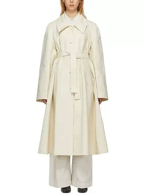 Belted Single-Breasted Linen-Blend Trench Coat - Coats