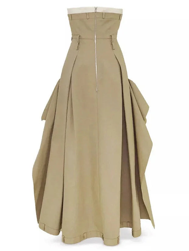 Belted Strapless Trench Bustier Dress - Dresses