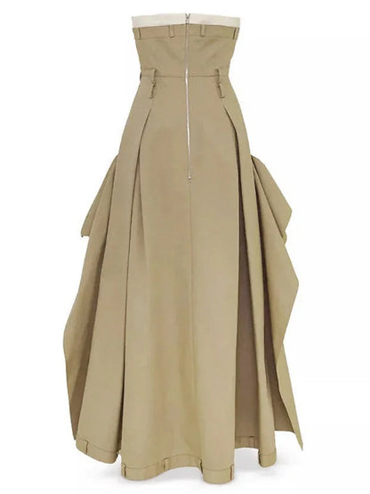 Belted Strapless Trench Bustier Dress - Dresses