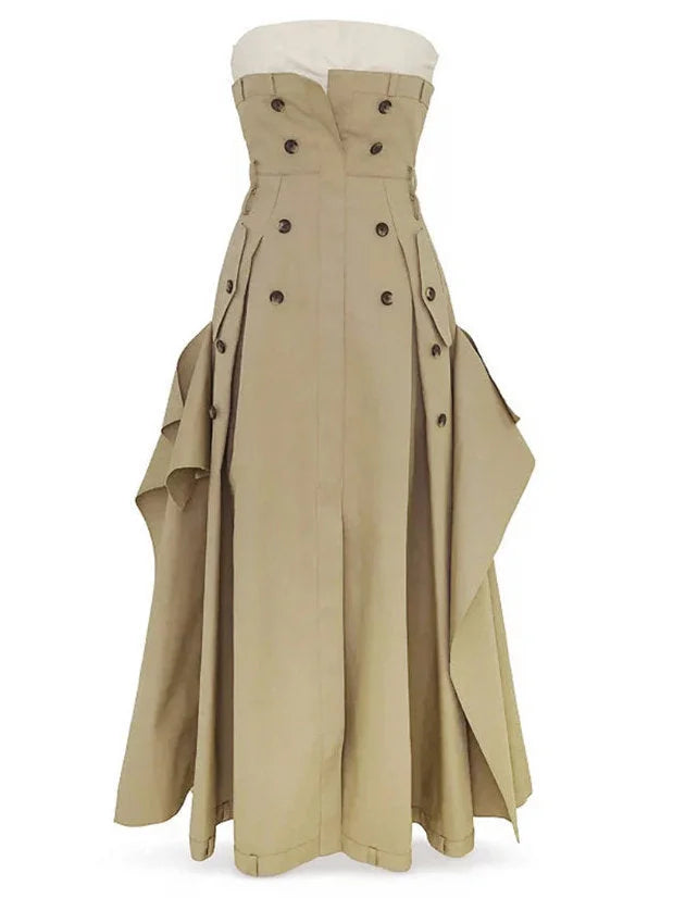 Belted Strapless Trench Bustier Dress - Dresses