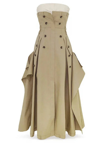 Belted Strapless Trench Bustier Dress - Dresses