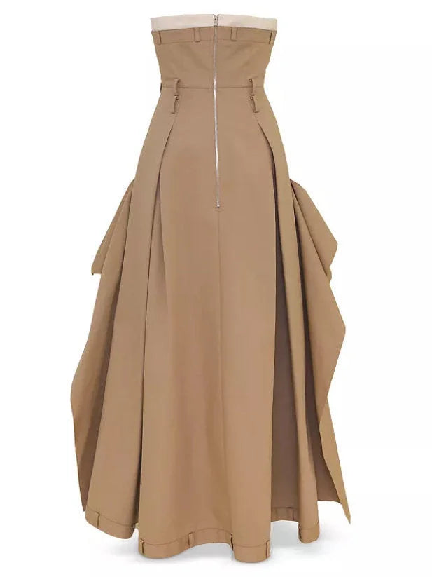 Belted Strapless Trench Bustier Dress - Dresses