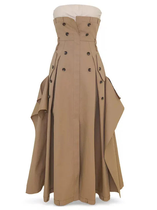 Belted Strapless Trench Bustier Dress - Dresses