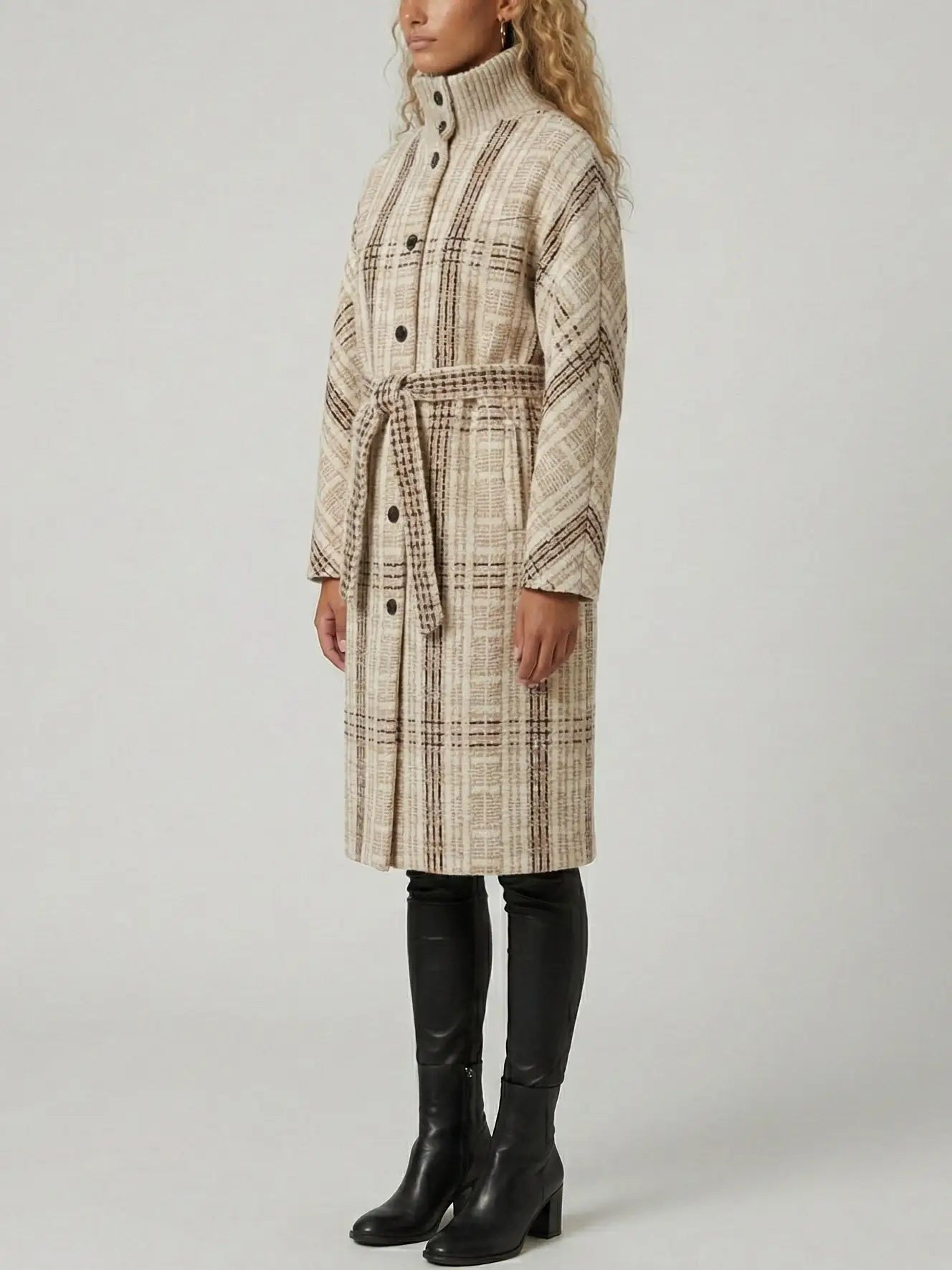 Belted Textured Wool-Cashmere Coat - Coats