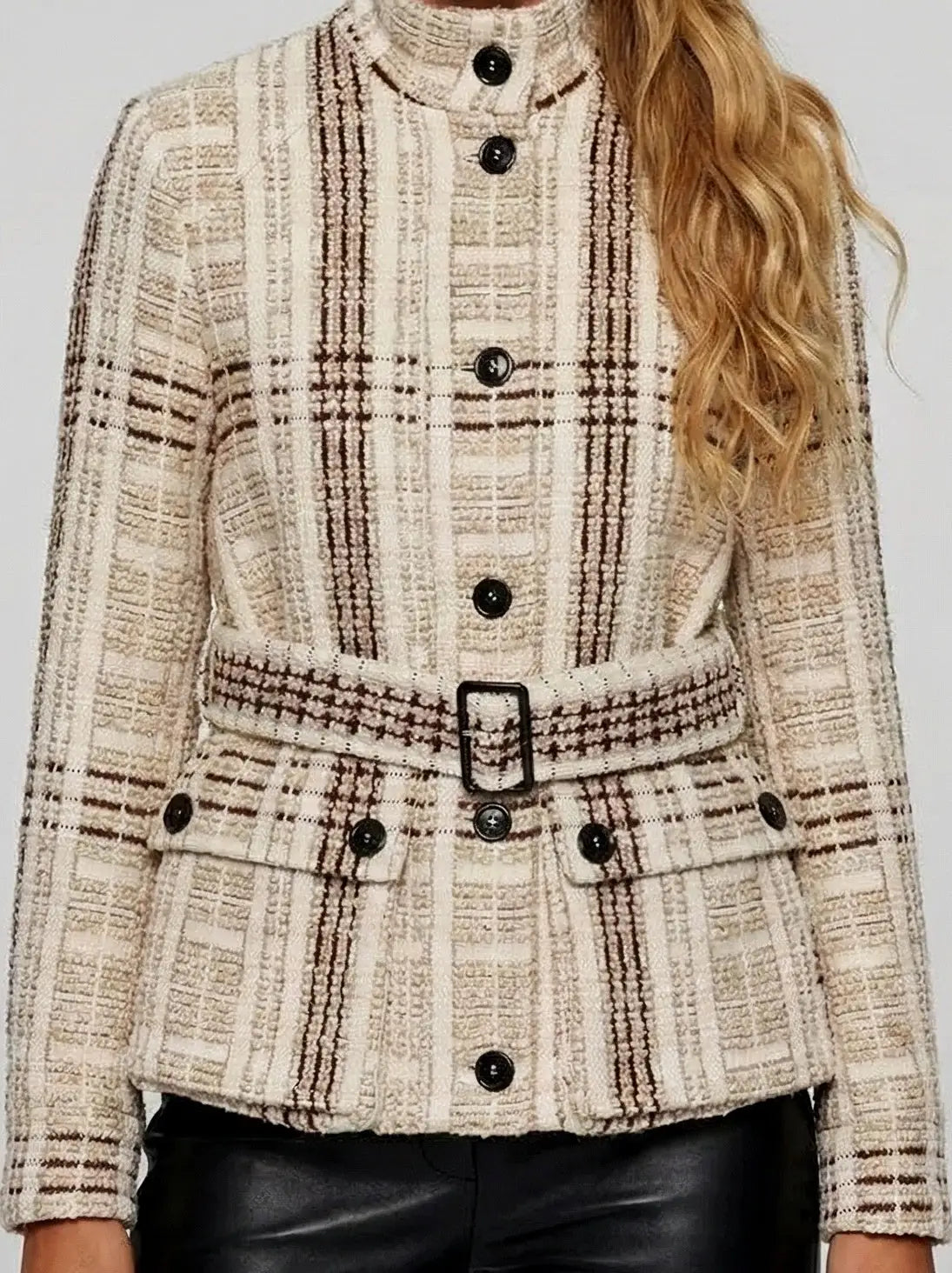 Belted Textured Wool-Cashmere Jacket - Jackets