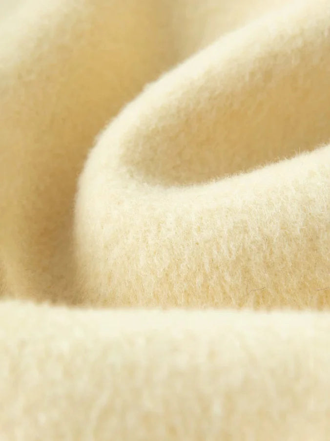 Belted Wool Cashmere Short Coat in Soft Yellow - Coats
