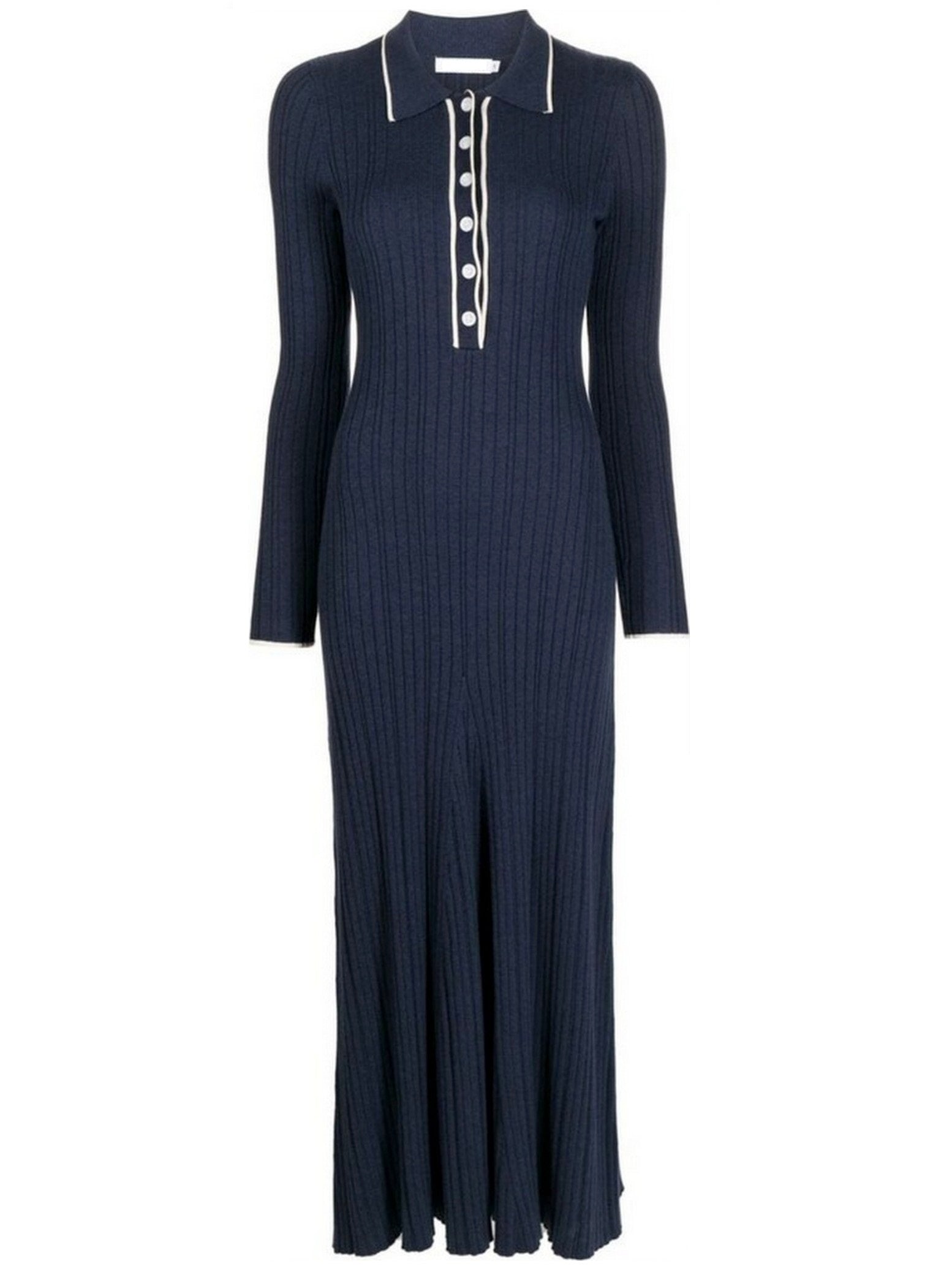 Bicolor Ribbed Knit Polo Maxi Dress Branna Couture