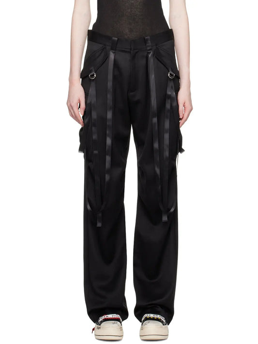 Black Articulated Tuxedo Trousers - Branna Couture