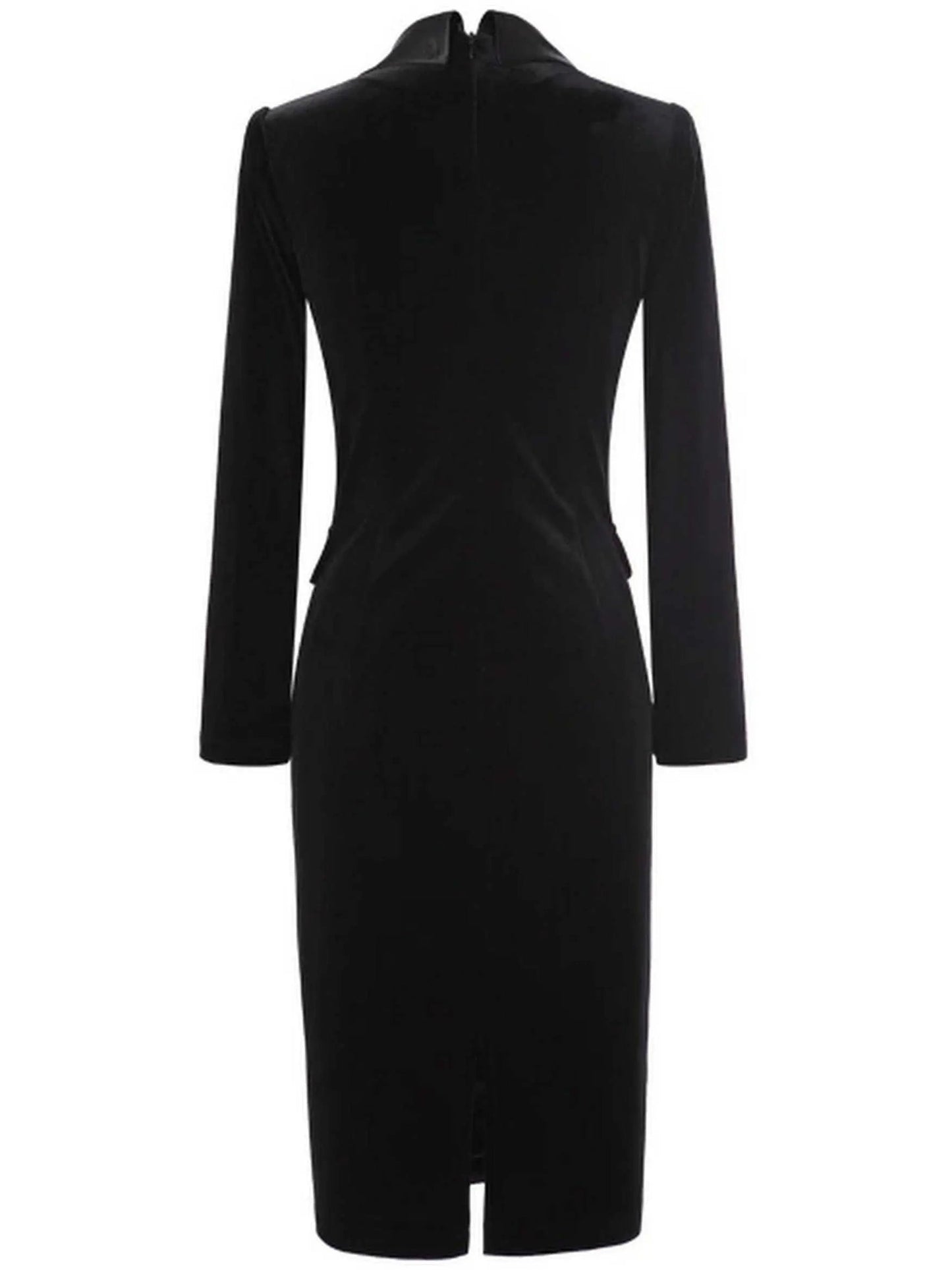 Black Double-Breasted Velvet Dress - Branna Couture