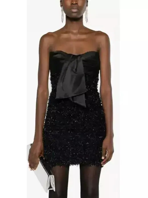 Black Knit Bustier Dress - Branna Couture